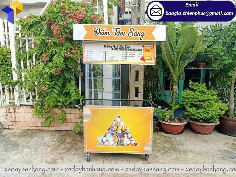 Thiết kế xe đẩy bán há cảo lưu động bằng sắt giá rẻ